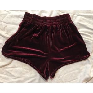 Adorable burgundy velvet bootie shorts
